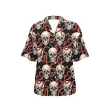 Red snake skull pattern Women's All Over Print Hawaiian Shirt