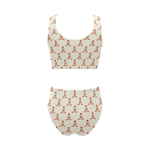 Golden Retriever Pattern Print Design 01 Chest Bowknot High Waisted Bikini Swimsuit