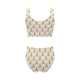 Golden Retriever Pattern Print Design 01 Chest Bowknot High Waisted Bikini Swimsuit