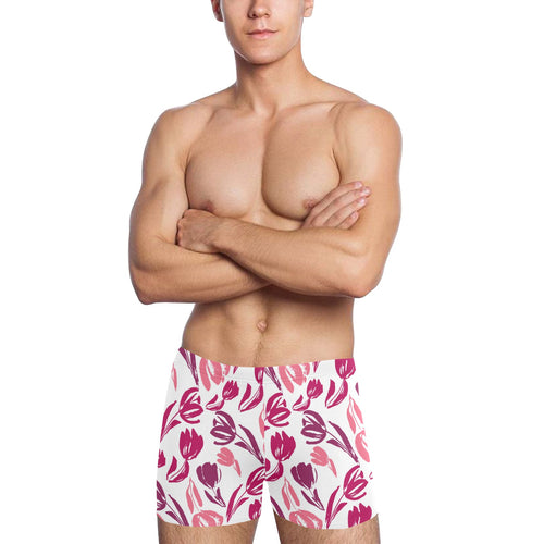 pink sketch tulip pattern Men's Swimming Trunks