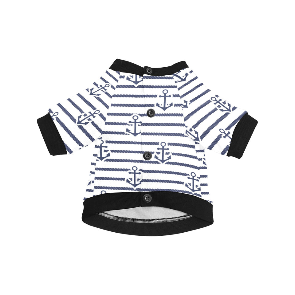 Anchor rope nautical  pattern All Over Print Pet Dog Round Neck Fuzzy Shirt