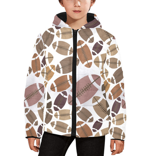 American football ball pattern Kids' Boys' Girls' Padded Hooded Jacket