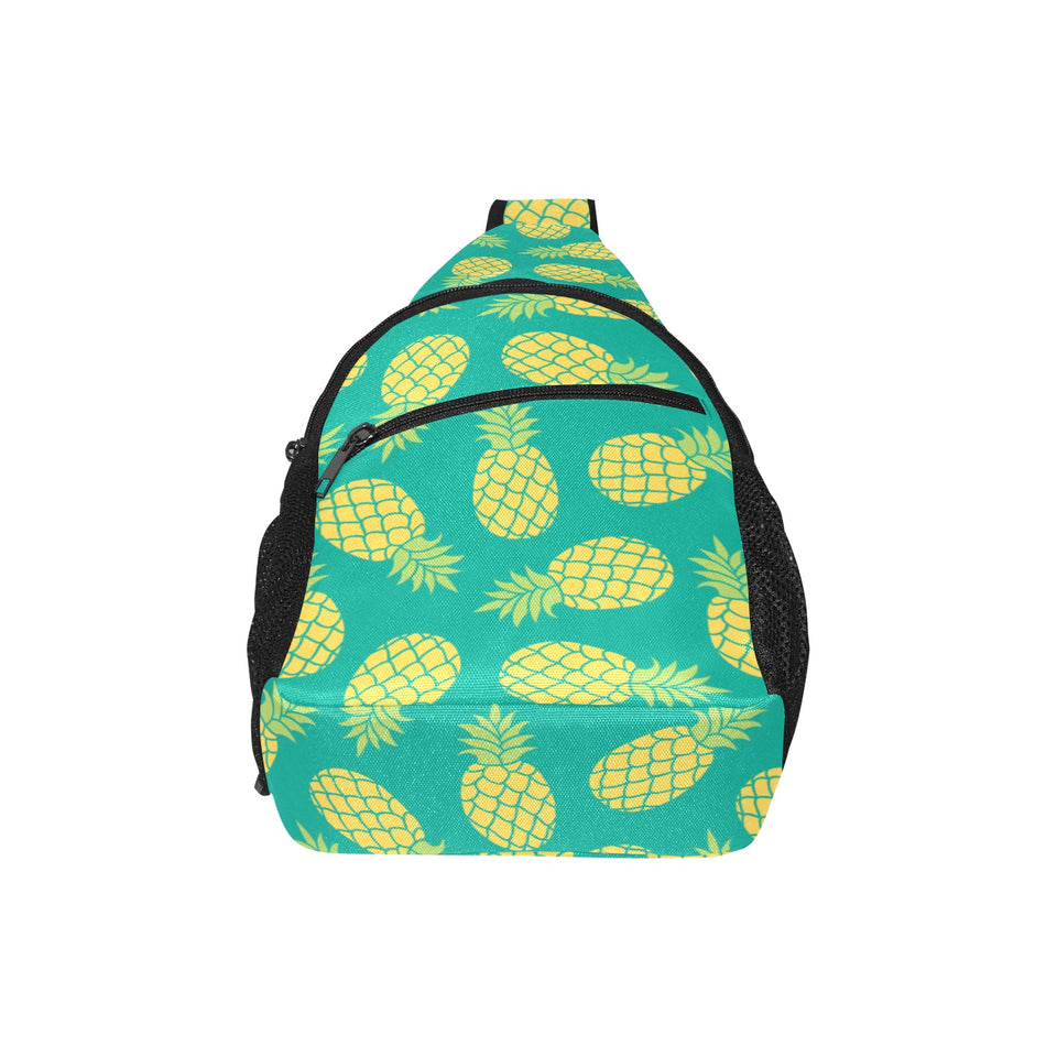 Pineapples pattern green background All Over Print Chest Bag