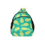 Pineapples pattern green background All Over Print Chest Bag