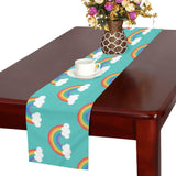 Rainbow pattern green background Table Runner