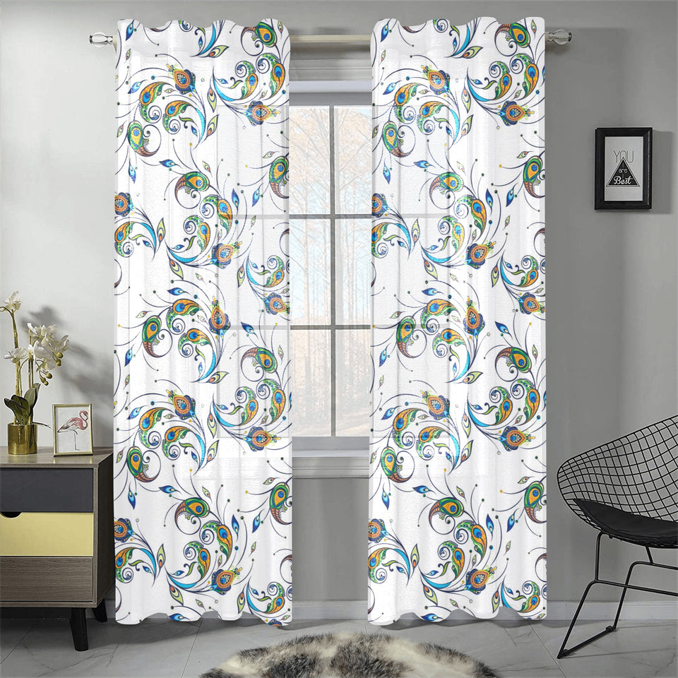 Peacock feather pattern Gauze Curtain