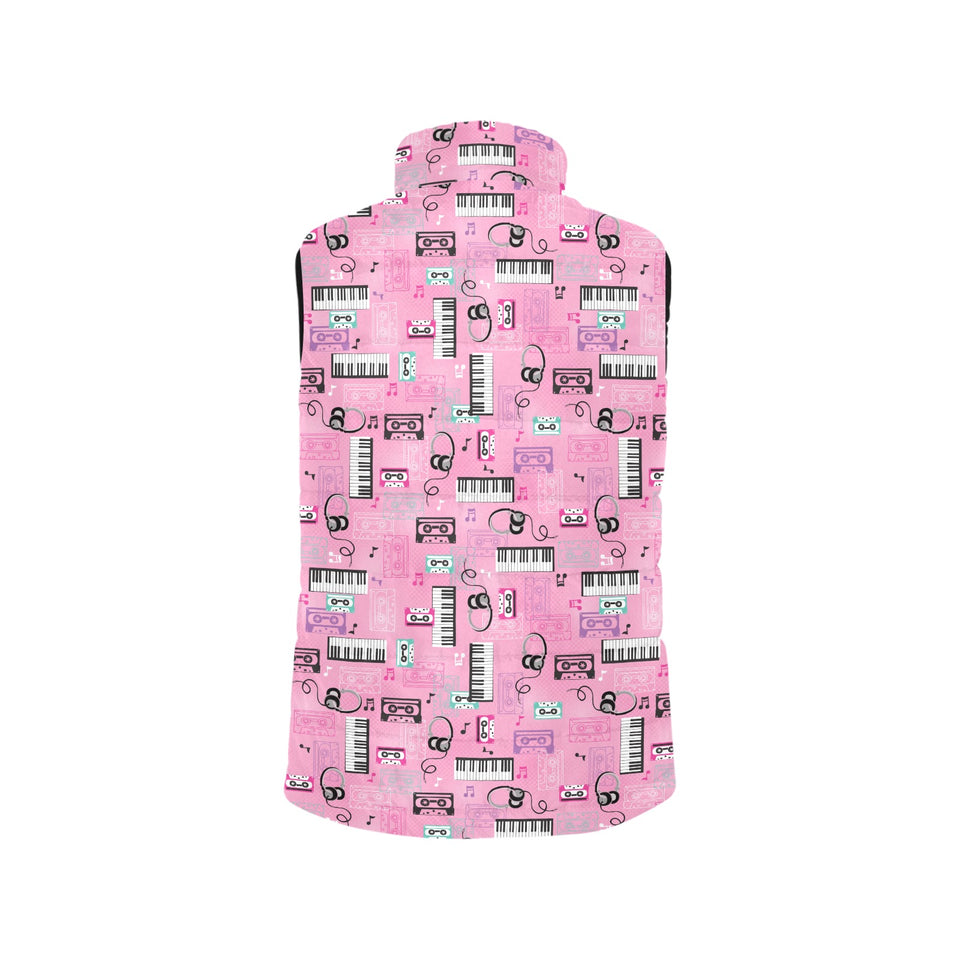 Piano Pattern Print Design 01 Women's Padded Vest