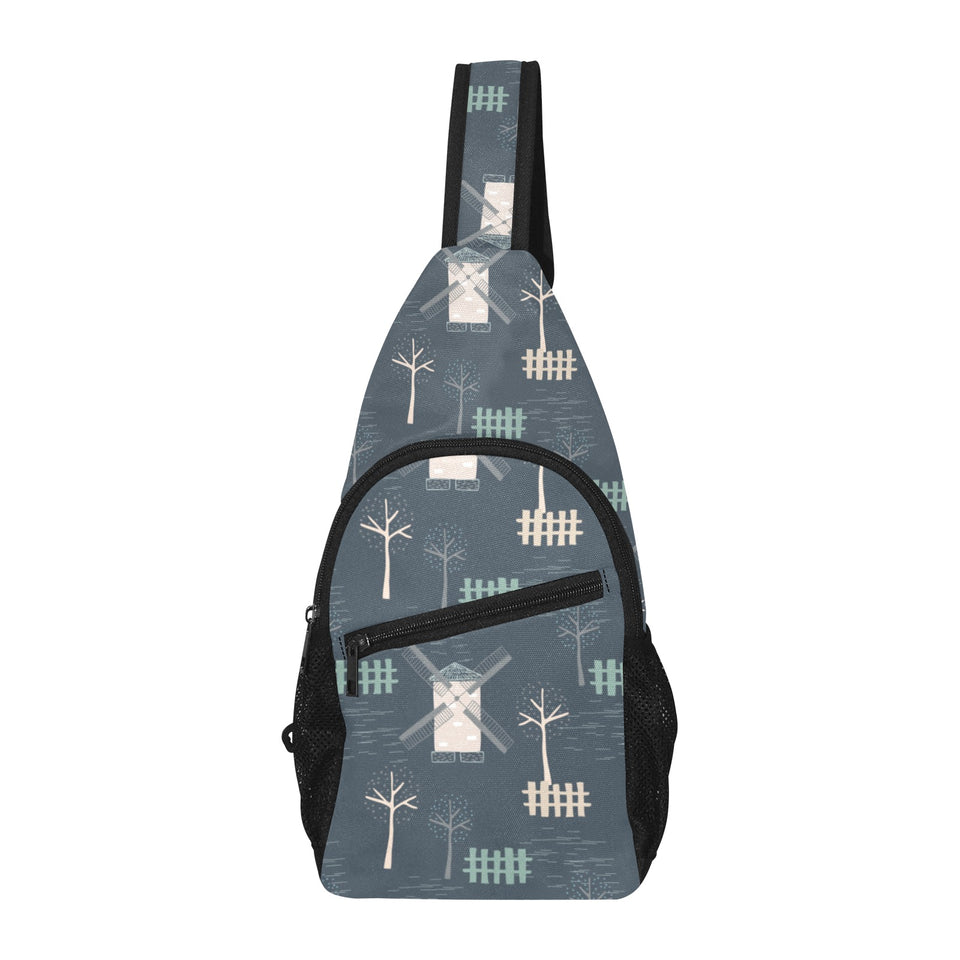 windmill tree pattern All Over Print Chest Bag