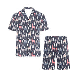 Deers Winter Christmas pattern Men's V-Neck Short Pajama Set
