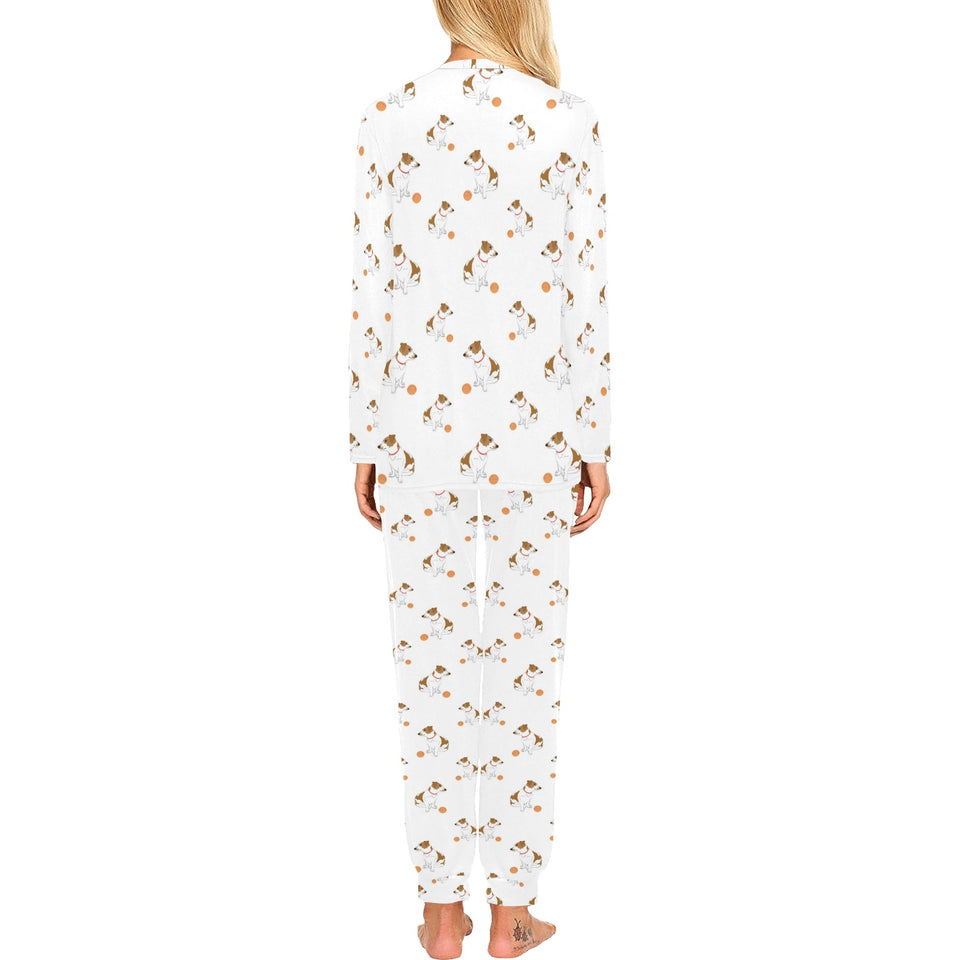 Jack Russel Pattern Print Design 05 Women's All Over Print Pajama Set