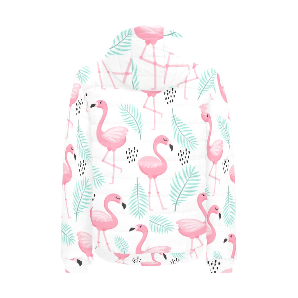 Cute flamingo pattern Men's Padded Hooded Jacket