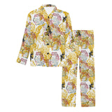 Cool Bee honeycomb leaves pattern Men's Long Pajama Set