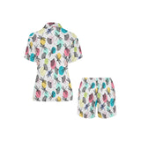 Dragonflies ginkgo leaves pattern Women's V-Neck Short Pajama Set