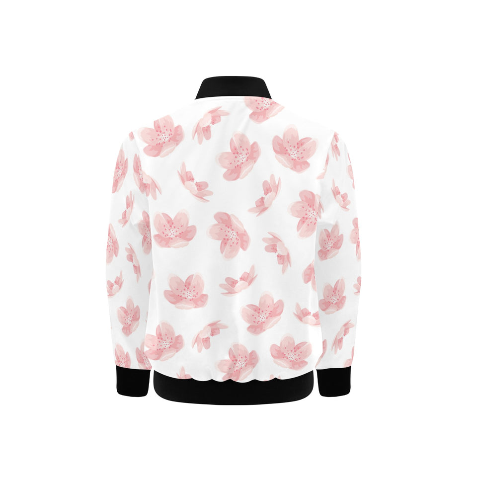 Pink sakura cherry blossom pattern Kids' Boys' Girls' Bomber Jacket