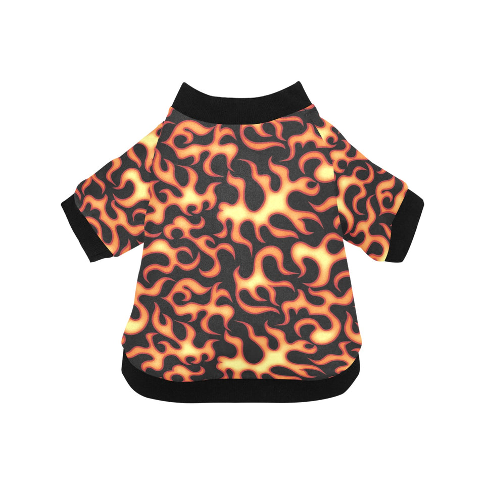Fire flame dark pattern All Over Print Pet Dog Round Neck Fuzzy Shirt