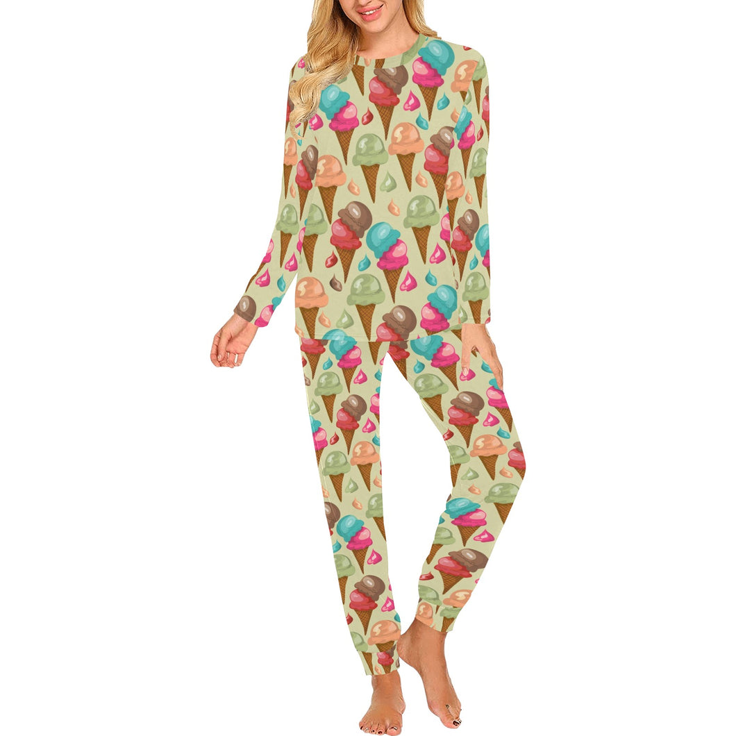 Colorful ice cream pattern Women's All Over Print Pajama Set