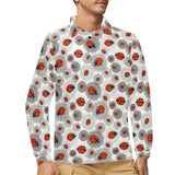 Ladybug Pattern Print Design 05 Men's Long Sleeve Polo Shirt