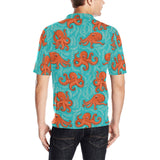 Octopus turquoise background Men's All Over Print Polo Shirt