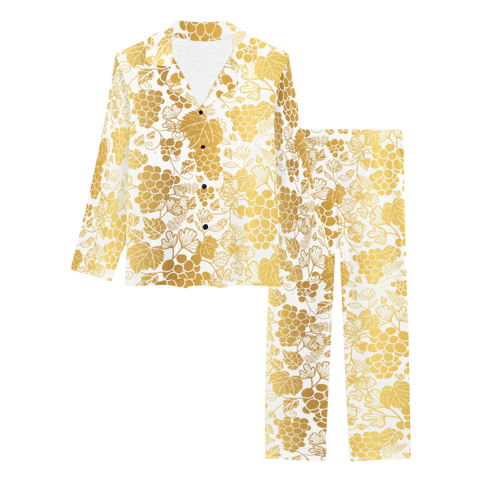 Gold grape pattern Women's Long Pajama Set