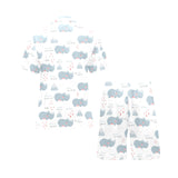 cute rhino heart pattern Men's V-Neck Short Pajama Set