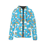 Rainbows Sky Clouds Pattern Women's Padded Hooded Jacket