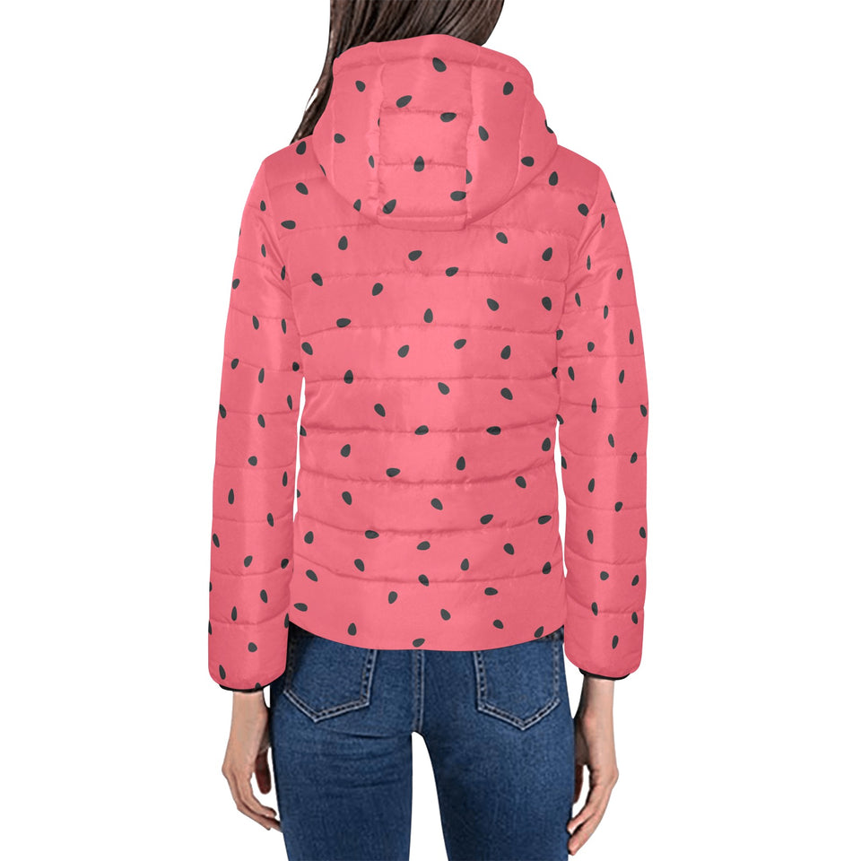 watermelon texture background Women's Padded Hooded Jacket