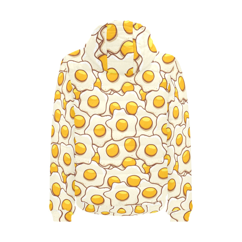 Fried Eggs Pattern Print Design 02 Men's Padded Hooded Jacket