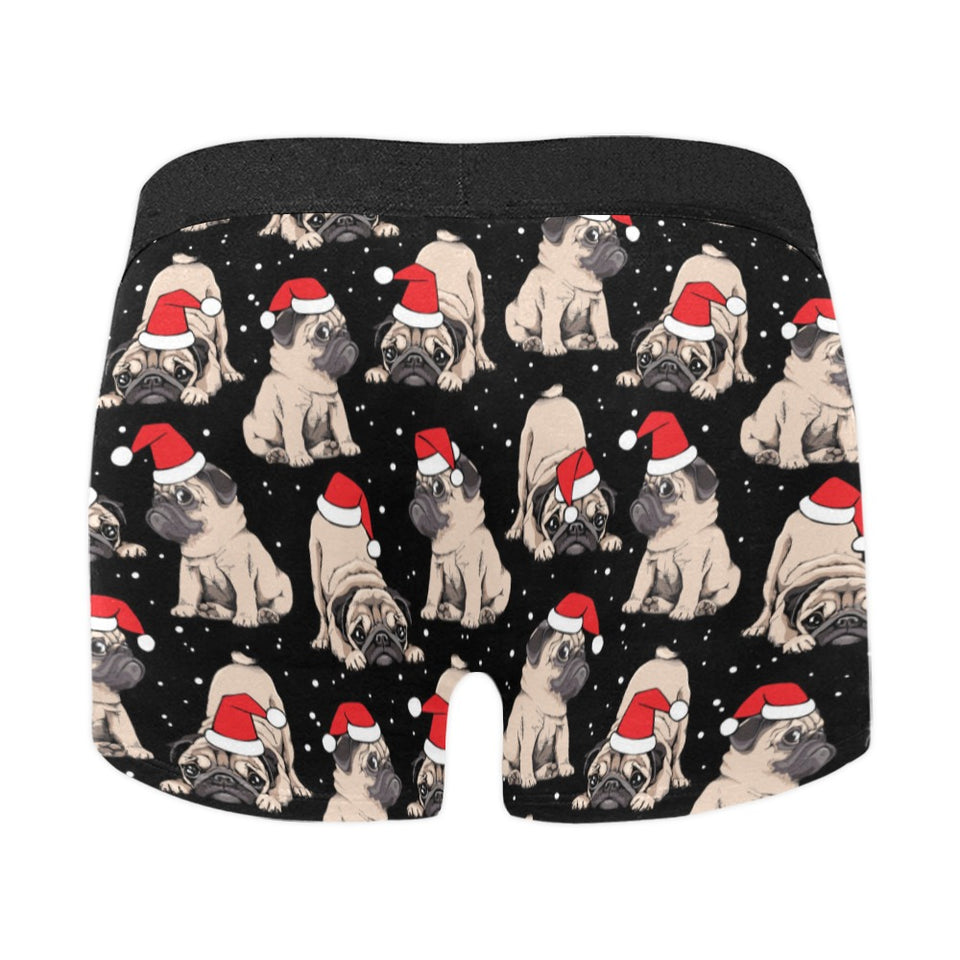 Christmas Pugs Santa_s red cap pattern Men's All Over Print Boxer Briefs Men's Underwear