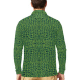 Crocodile Skin Printed Men's Long Sleeve Polo Shirt
