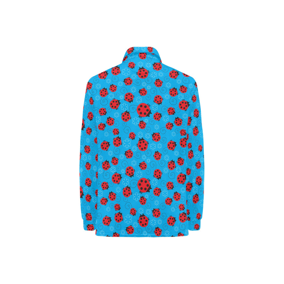 Ladybug Pattern Print Design 02 Women's Long Sleeve Polo Shirt