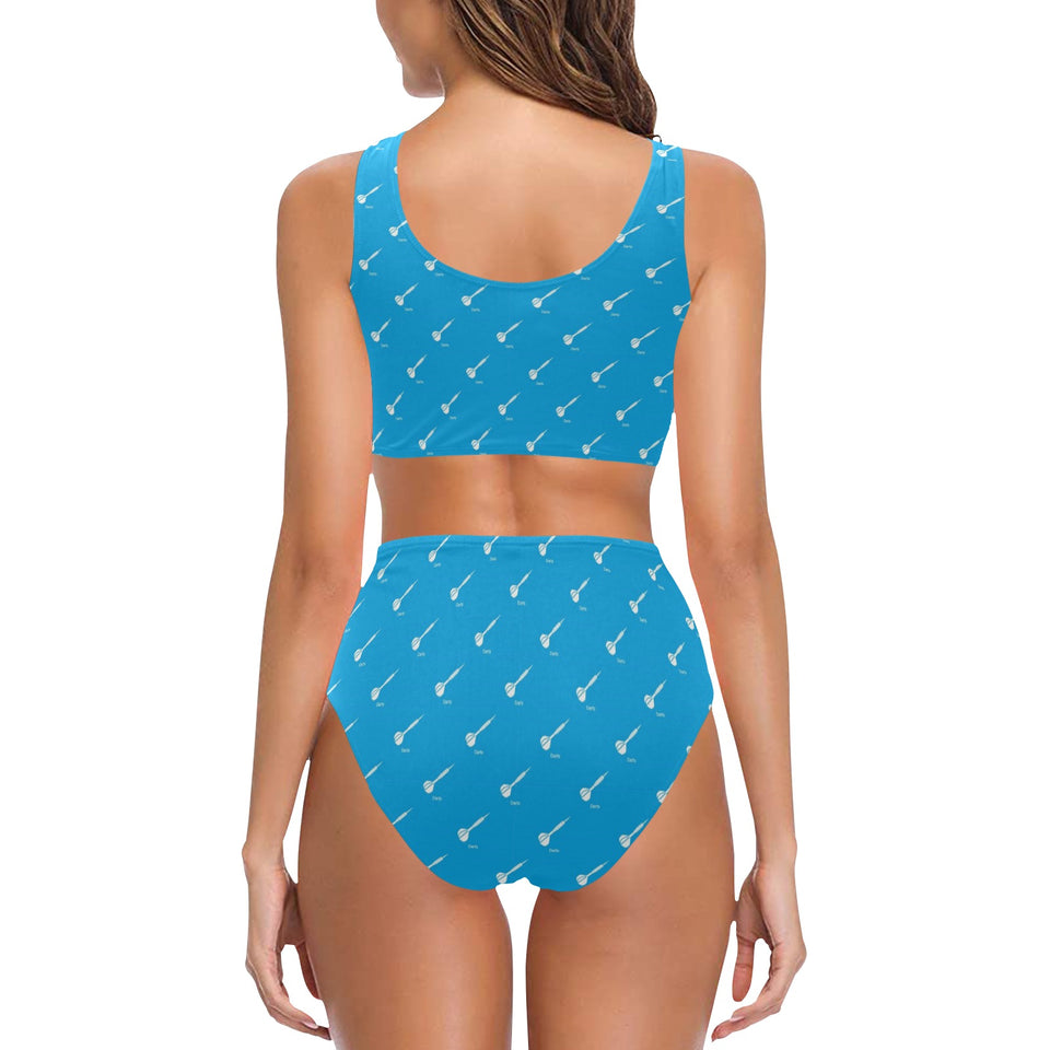 Darts Pattern Print Design 05 Chest Bowknot High Waisted Bikini Swimsuit