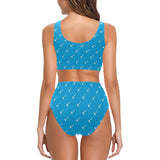 Darts Pattern Print Design 05 Chest Bowknot High Waisted Bikini Swimsuit