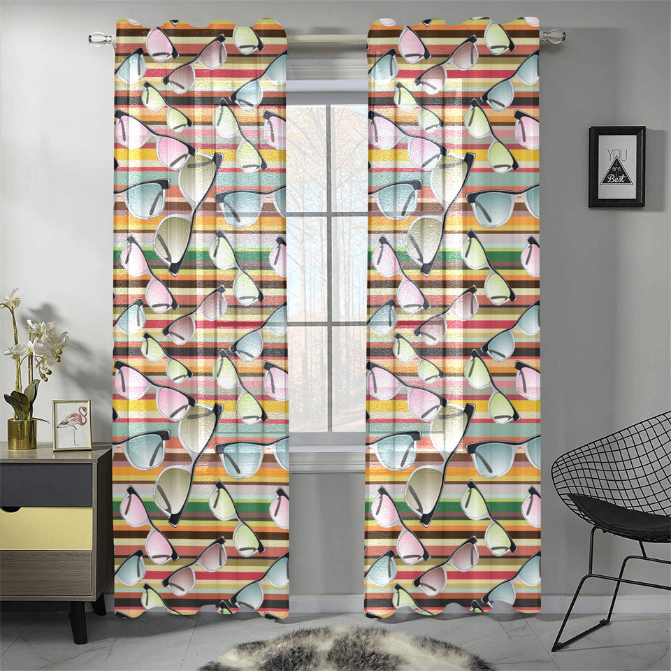 Sun Glasses Pattern Print Design 02 Gauze Curtain
