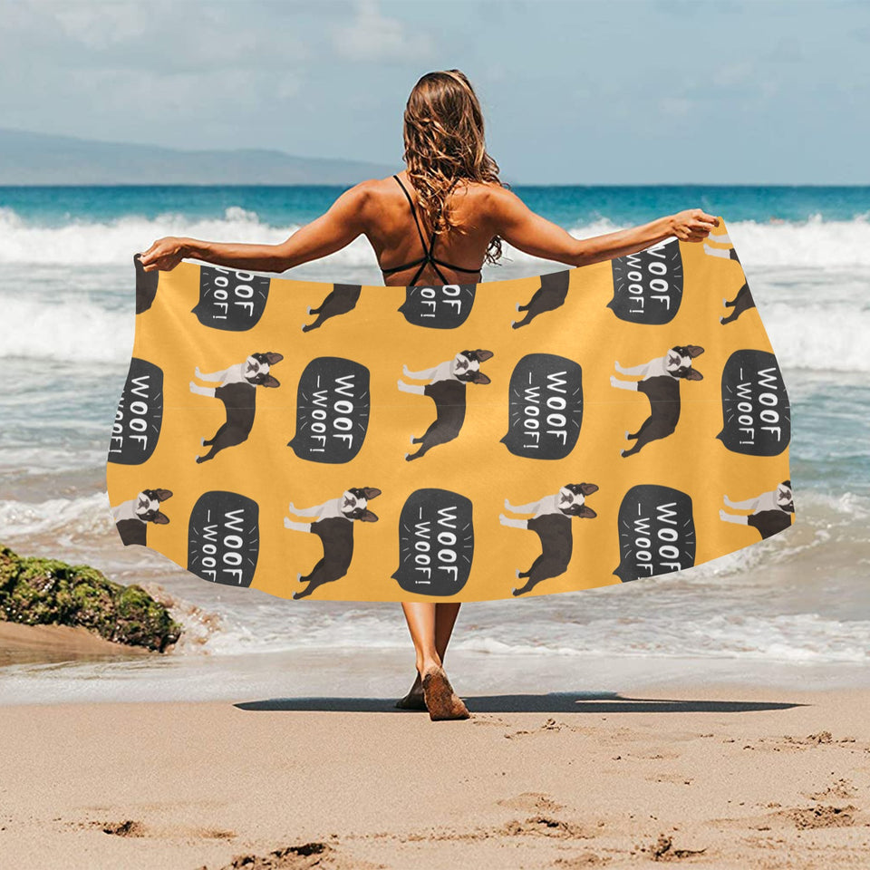 Boston terrier design pattern Beach Towel