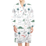 Cute cartoon dinosaurs tree pattern Men's Long Sleeve Belted Night Robe