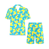 Duck Pattern Print Design 04 Men's V-Neck Short Pajama Set
