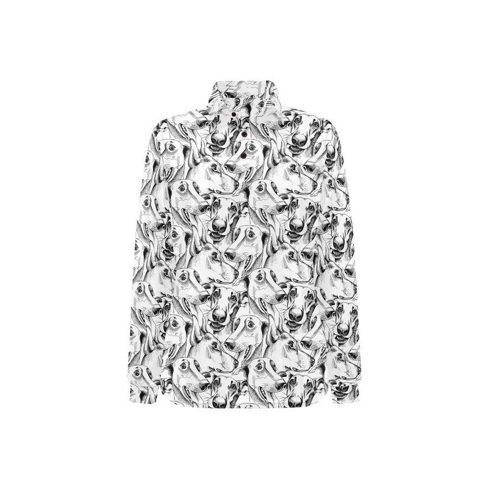 Greyhound Pattern Print Design 01 Women's Long Sleeve Polo Shirt