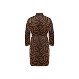 coffee bean pattern Men's Long Sleeve Belted Night Robe
