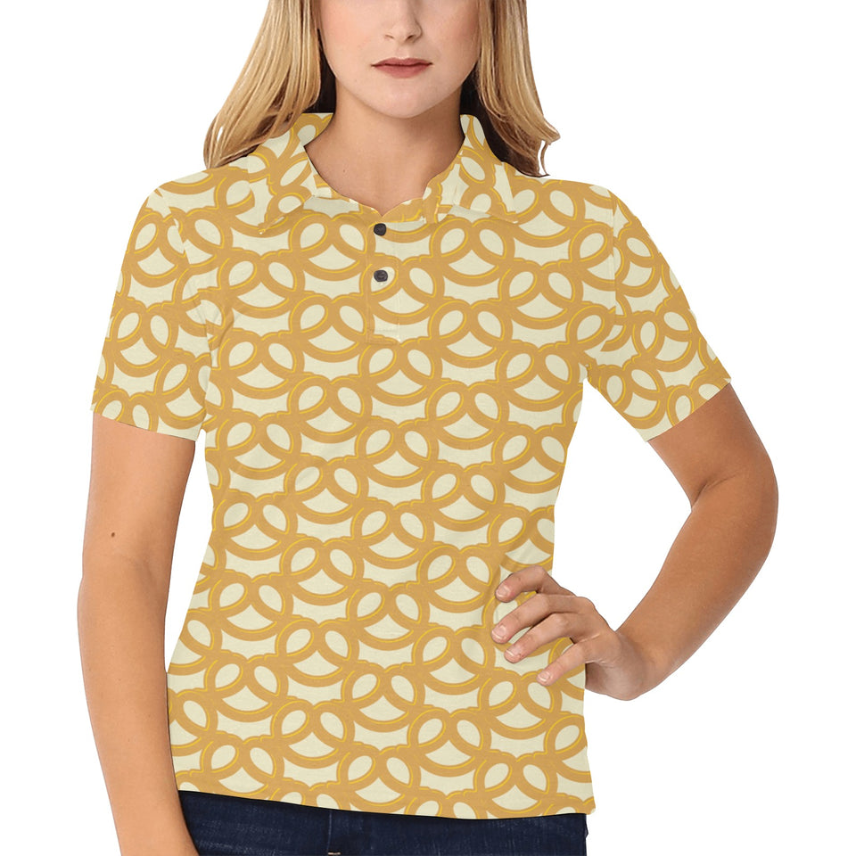 Pretzels Pattern Print Design 01 Women's All Over Print Polo Shirt