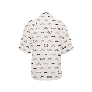 Mustache Beard Pattern Print Design 05 Women's All Over Print Hawaiian Shirt