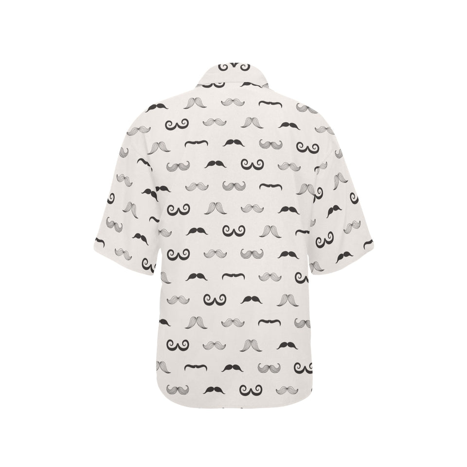 Mustache Beard Pattern Print Design 05 Women's All Over Print Hawaiian Shirt