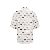 Mustache Beard Pattern Print Design 05 Women's All Over Print Hawaiian Shirt