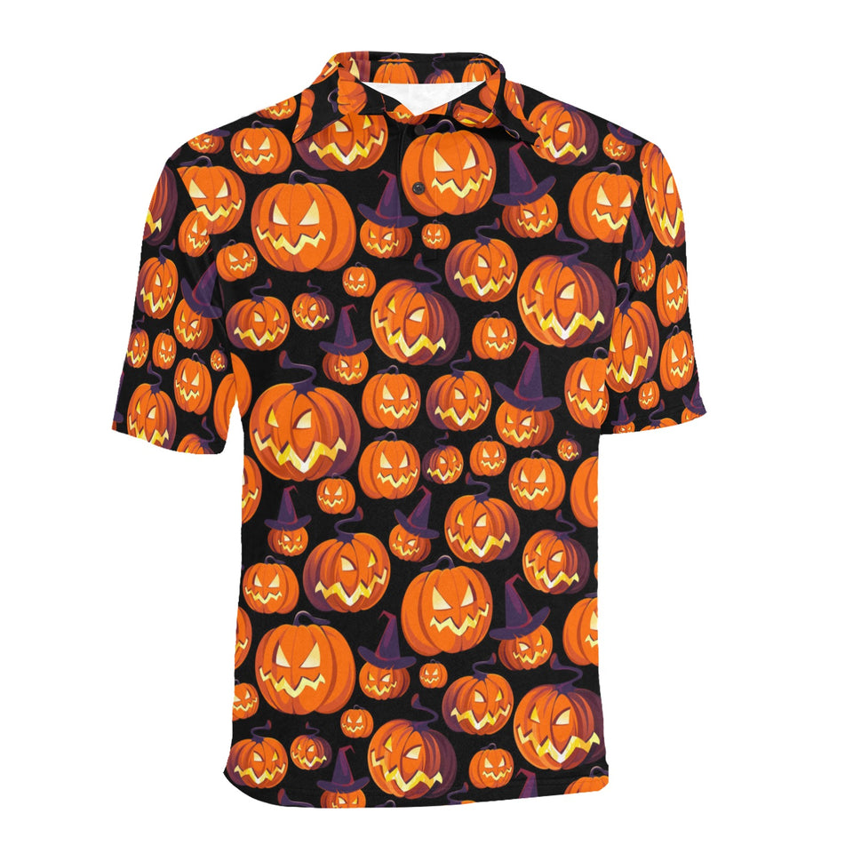 Halloween Pumpkin pattern Men's All Over Print Polo Shirt