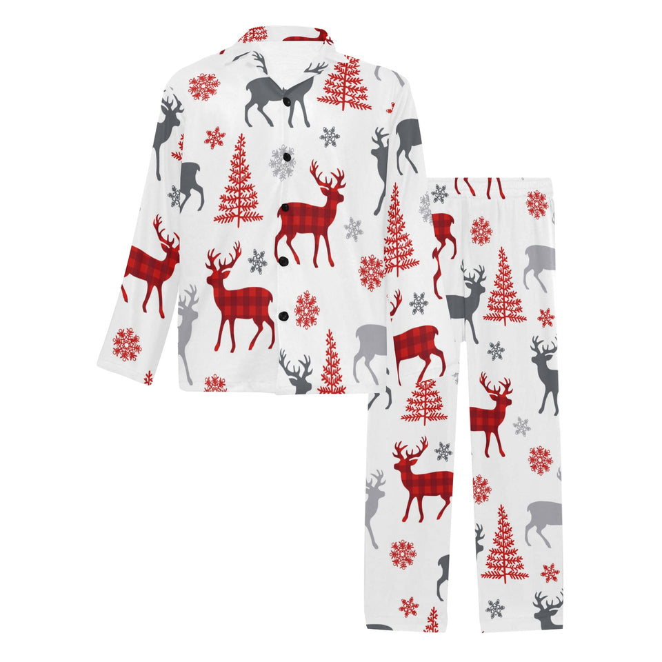 Deer tree snowflakes chrismas pattern Men's Long Pajama Set