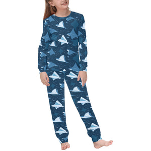 Stingray Pattern Print Design 04 Kids' Boys' Girls' All Over Print Pajama Set