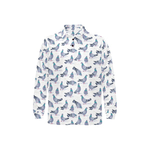 Pigeon Pattern Print Design 03 Men's Long Sleeve Polo Shirt