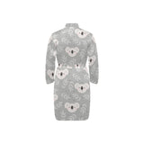 Cute koala leaves pattern Men's Long Sleeve Belted Night Robe