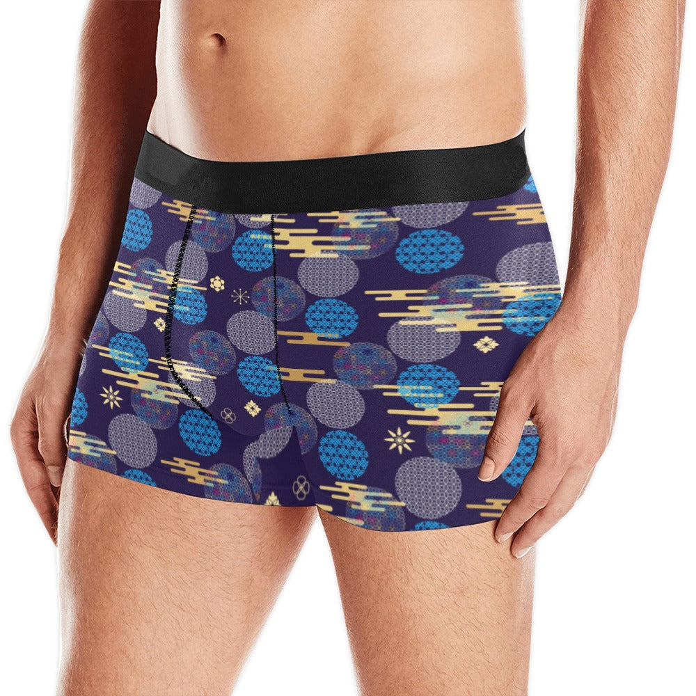 Blue japanese pattern cloud wave flower Men's All Over Print Boxer Briefs Men's Underwear