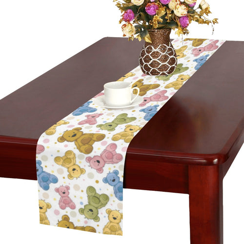 Teddy Bear Pattern Print Design 01 Table Runner