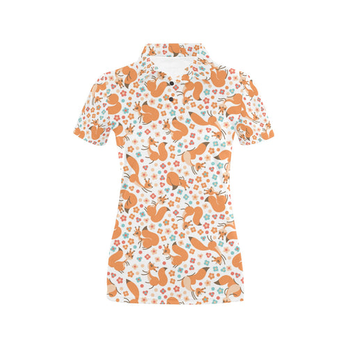 Squirrel Pattern Print Design 05 Women's All Over Print Polo Shirt